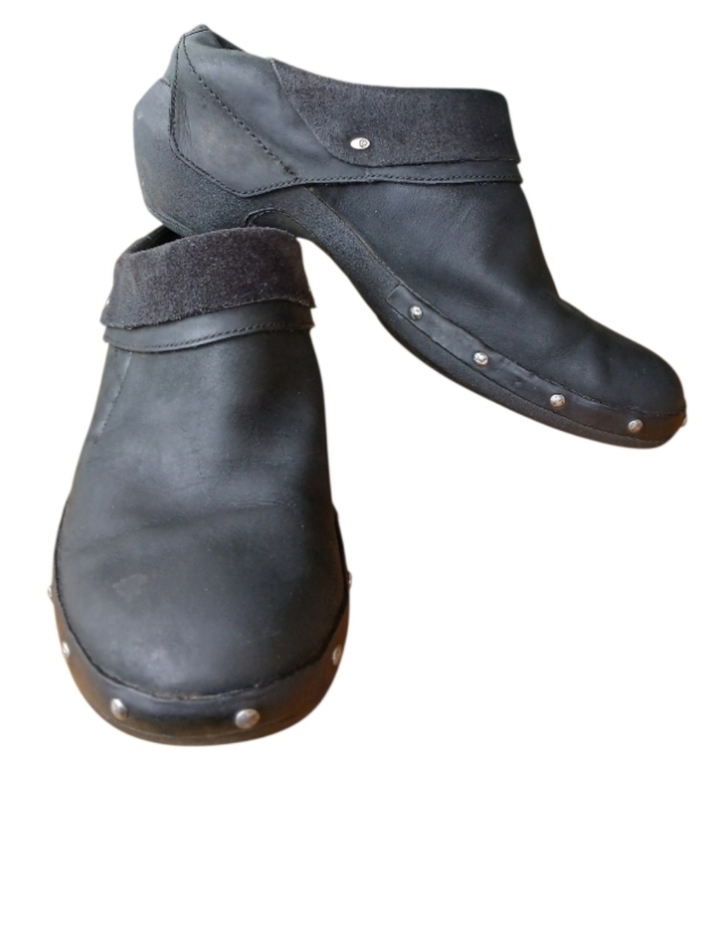 Merrell Luxe Wrap Black Leather Studded Slip-On Clog Mules, Sz 10 - Picture 14 of 15